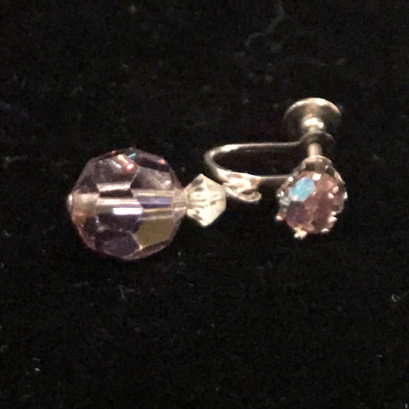 Vintage iridescent drop earrings screw-on clips - Picture 5 of 6